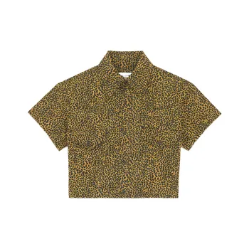 SAINT LAURENT Leopard Printed Cropped Shirt