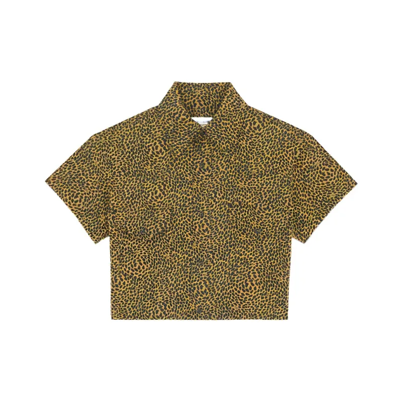 SAINT LAURENT Leopard Printed Cropped Shirt-0