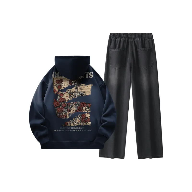 Small Columns Under The Sea Sweatshirt Set Unisex-4