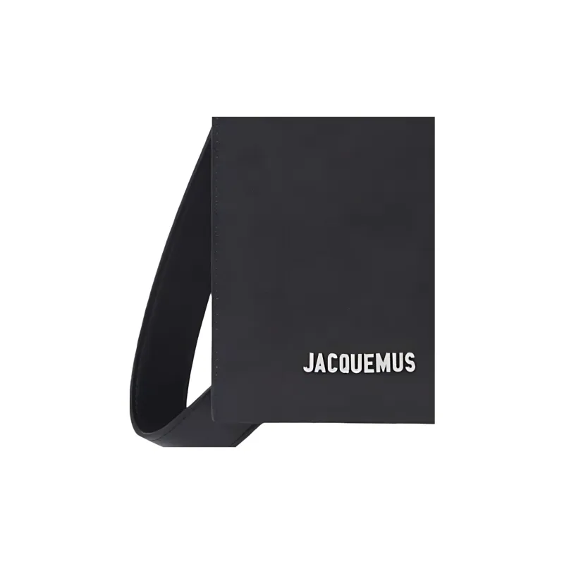 Jacquemus Leather Small Square Bag, Camera Bag, Crossbody Bag Unisex Black-3