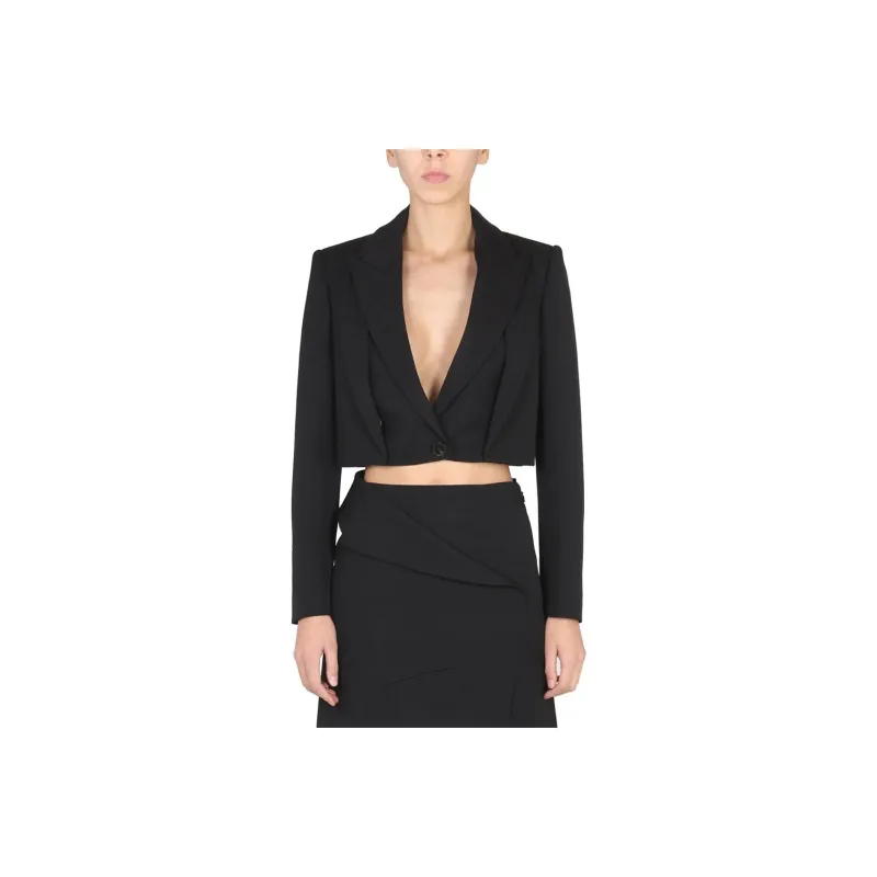 Alexander McQueen Cropped Knit Tailored Jacket-0