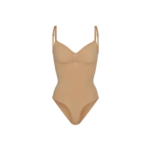 SKIMS FW23 SEAMLESS SCULPT BRIEF BODYSUIT Jumpsuit Women's OCHRE/Ochre