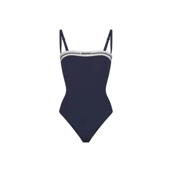 SKIMS FITS EVERYBODY LOGO STRAIGHT NECK BODYSUIT Bodysuits Women's NAVY/Marine Blue