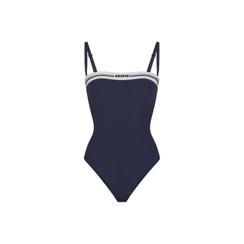 SKIMS FITS EVERYBODY LOGO STRAIGHT NECK BODYSUIT Bodysuits Women's NAVY/Marine Blue-0