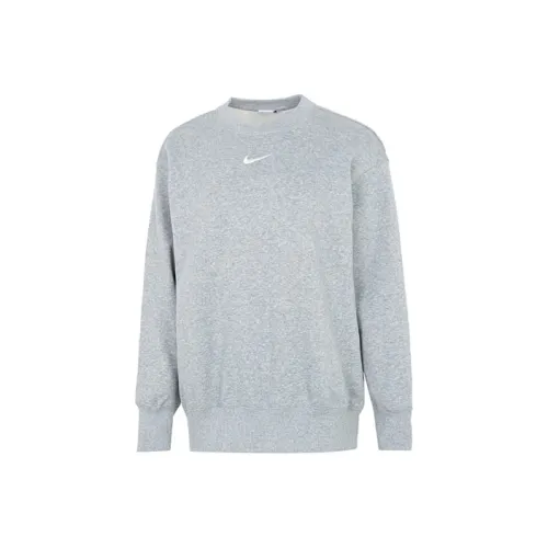 Nike W Nsw Phnk Flc 0S Crew Pullover Sweatshirt Gray