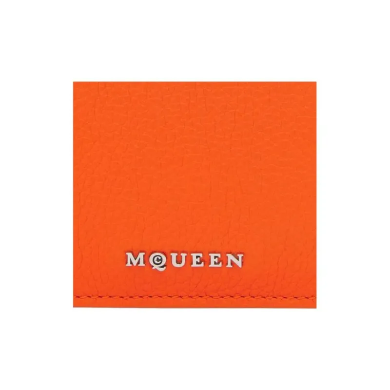 Alexander McQueen Grain Calfskin Card Holder Women's Orange-3