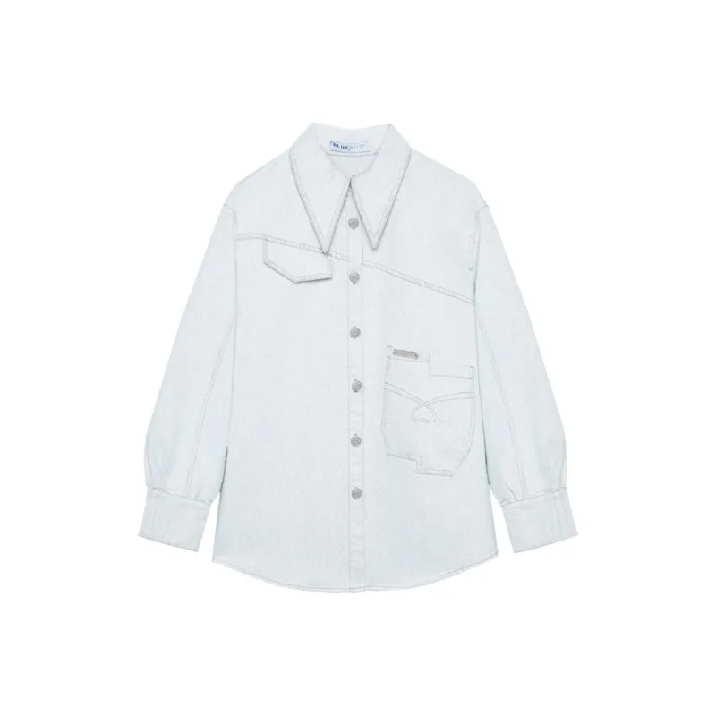 BLUEerror Shirt Women's Gray White-0