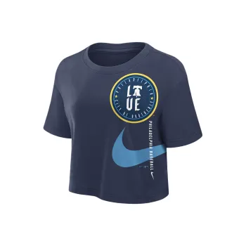 Nike Michigan Athletic Prep Arch Women's Nike Brand Dri FIT College Cropped T Shirt