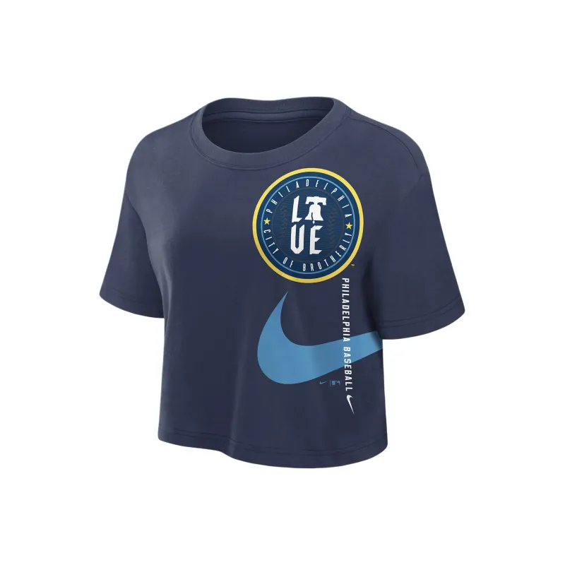 Nike Michigan Athletic Prep Arch Women's Nike Brand Dri FIT College Cropped T Shirt-0
