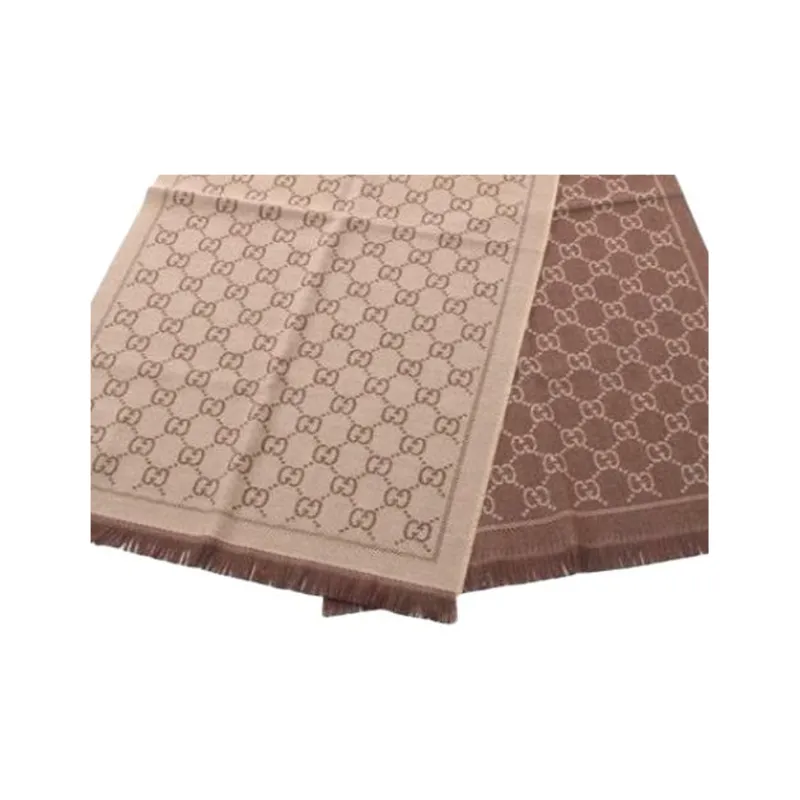 GUCCI Wool Knit Scarves Women's Brown-2