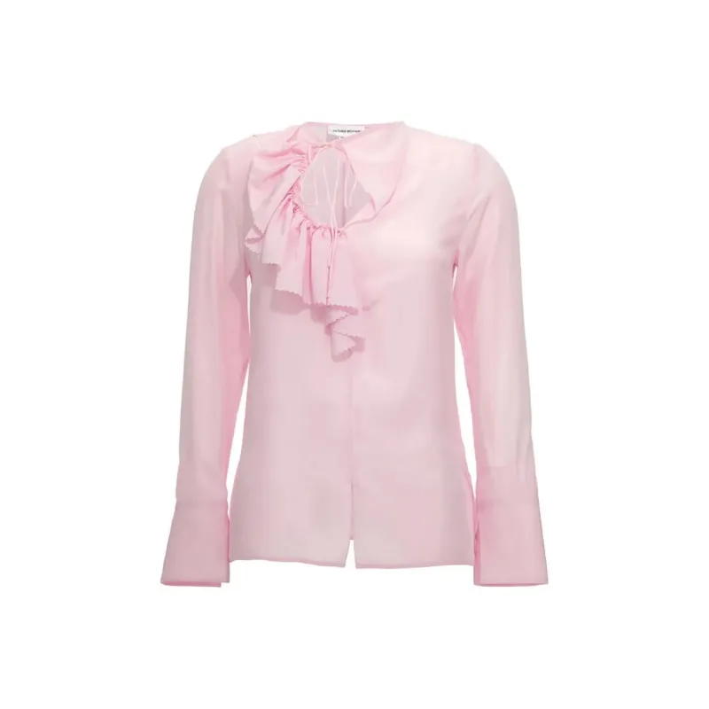 Victoria Beckham Ruffle Detailed Long Sleeved Blouse-0