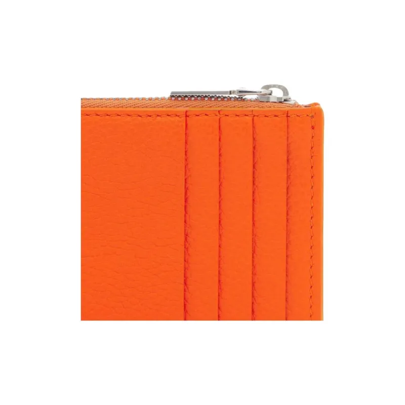 Alexander McQueen Grain Calfskin Card Holder Women's Orange-4