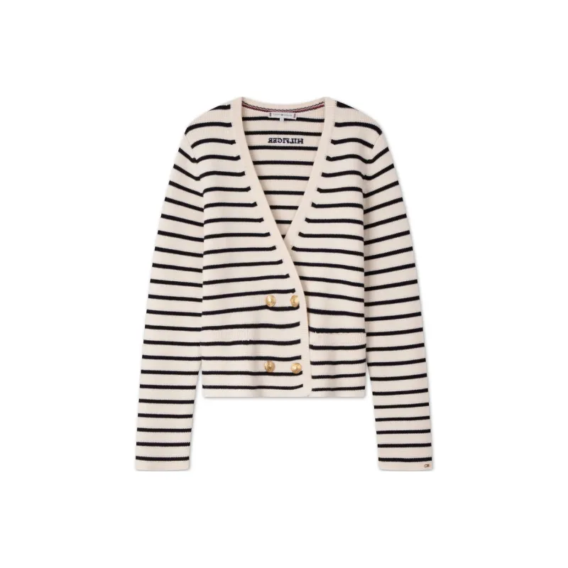 Tommy Hilfiger Knitwear Women's Beige White Black Stripes-0