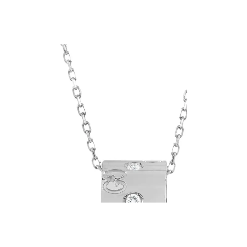 GUCCI 18K White Gold Diamond Necklace-2