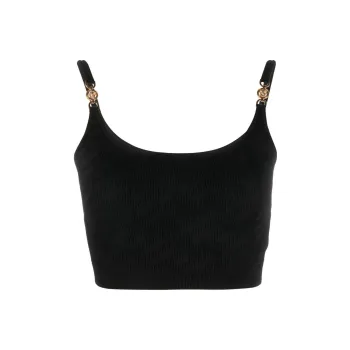 VERSACE Medusa Plaque Cropped Knitted Top