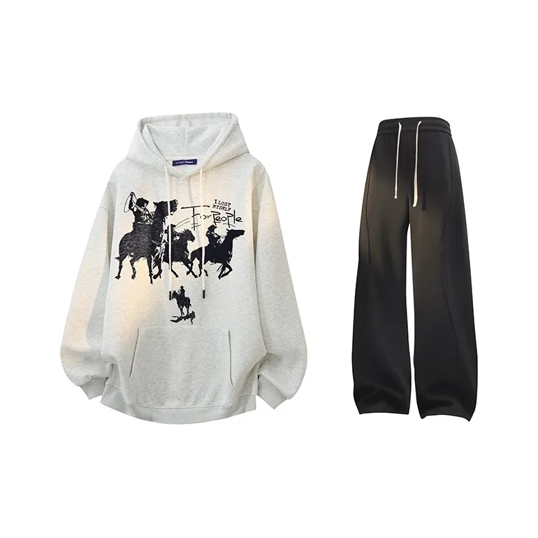 FAX FOR FMACM Sweatshirt Set Unisex Black+Black[Pants]-2