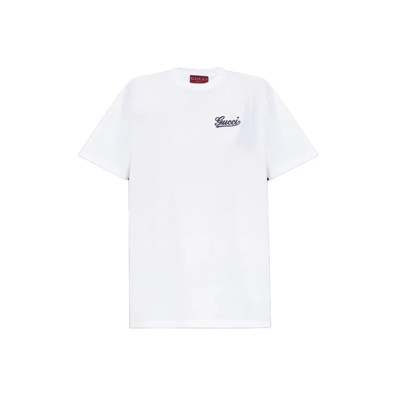 GUCCI Logo Embroidered Crewneck T-Shirt-0