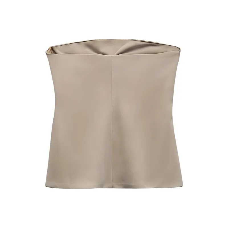 ZARA Strapless Top Women's Olive Green-0