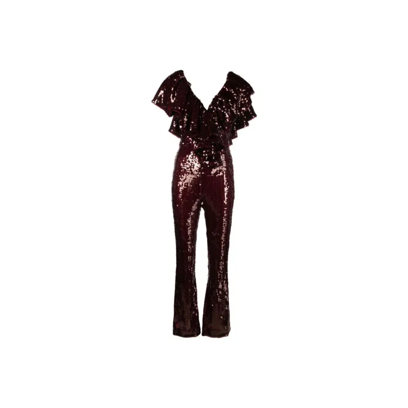 Rotate Ruffled detailing Sequined Jumpsuit-0