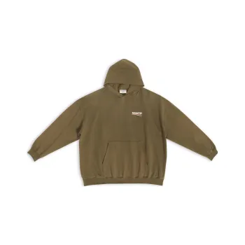Balenciaga Campaign Logo Embroidered Oversized Hoodie Military Green
