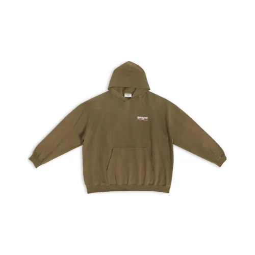 Balenciaga Campaign Logo Embroidered Oversized Hoodie Military Green
