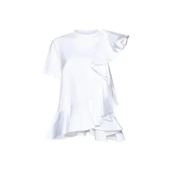 Alexander McQueen Asymmetric Ruffled Crewneck Top