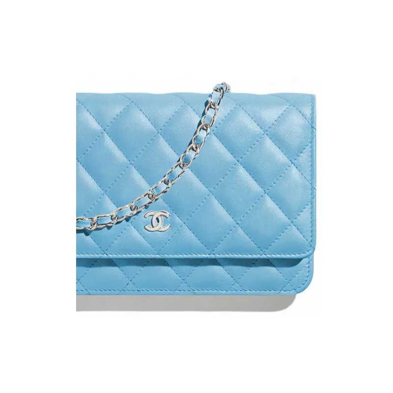 CHANEL WOC Lambskin Flap Bag, Shoulder Bag, Crossbody Bag Women's Blue-2