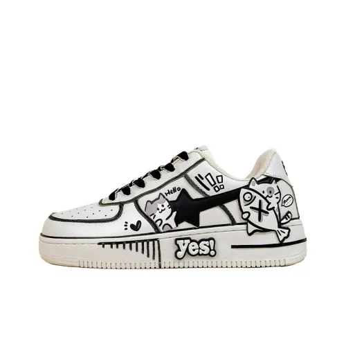 A&M Abrasion Resistant Breathable Low Top Skateboard Shoes Women's White Black