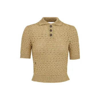 DIOR Openwork Technical Knit Polo Shirt Women's Yellow
