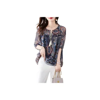 Still Quiet Chiffon Shirt Women's Blue/Multicolor