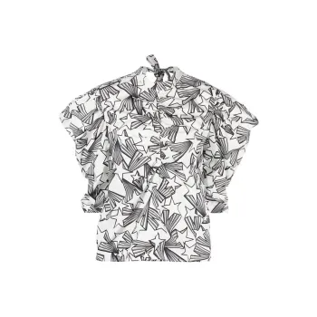 MSGM Allover Star Printed Puff Sleeved Shirt