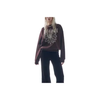 MARDI MERCREDI FW24 SWEATSHIRT FLOWERMARDI NEEDLEWORK BROWN Sweatshirt Korean Style Women's Brown Cream