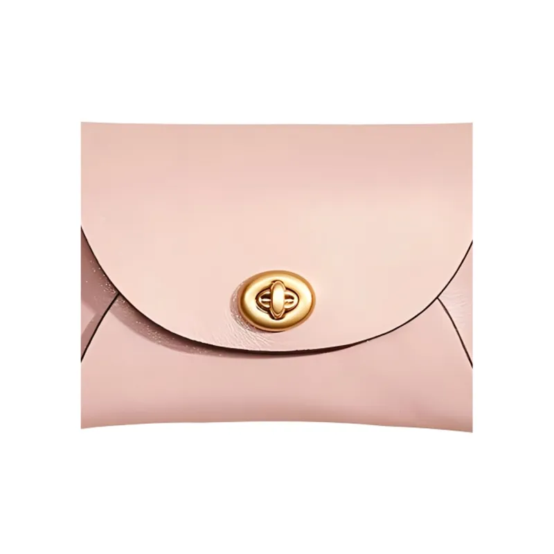 COACH Pouch Pebbled Leather Handbag Clutch Coin Purse Mini Women's Metal Pink-2