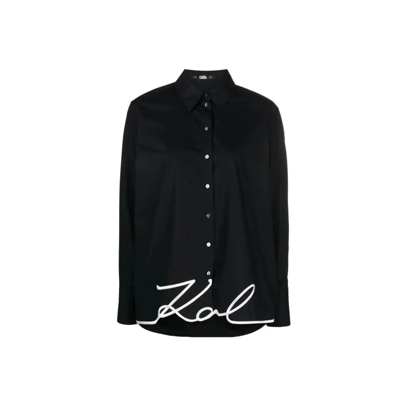 KARL LAGERFELD Signature-embroidery Organic Cotton Shirt-0