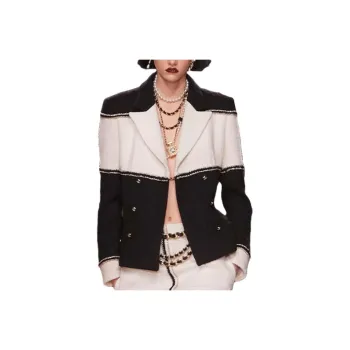 CHANEL Jacket Women's Black White