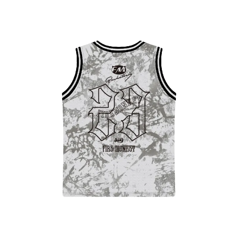 FireMonkey Basketball Jersey Unisex Gray White-1
