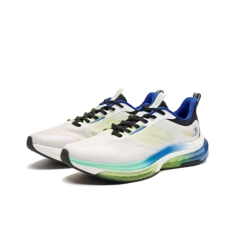 QIAODAN Anti Slip Wear Resistant Low Top Running Shoes Men's White Black-2