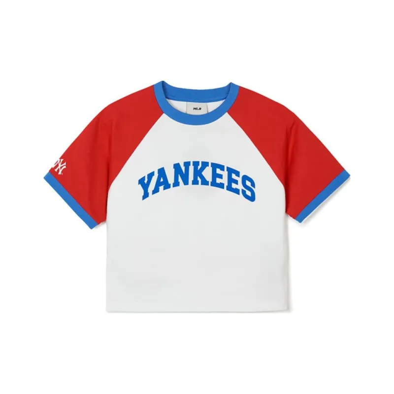 MLB New York Yankees Varsity Raglan Sleeve T Shirt Women's Red-0
