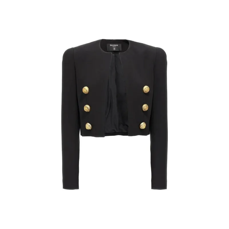 BALMAIN Button Detailed Cropped Jacket-0