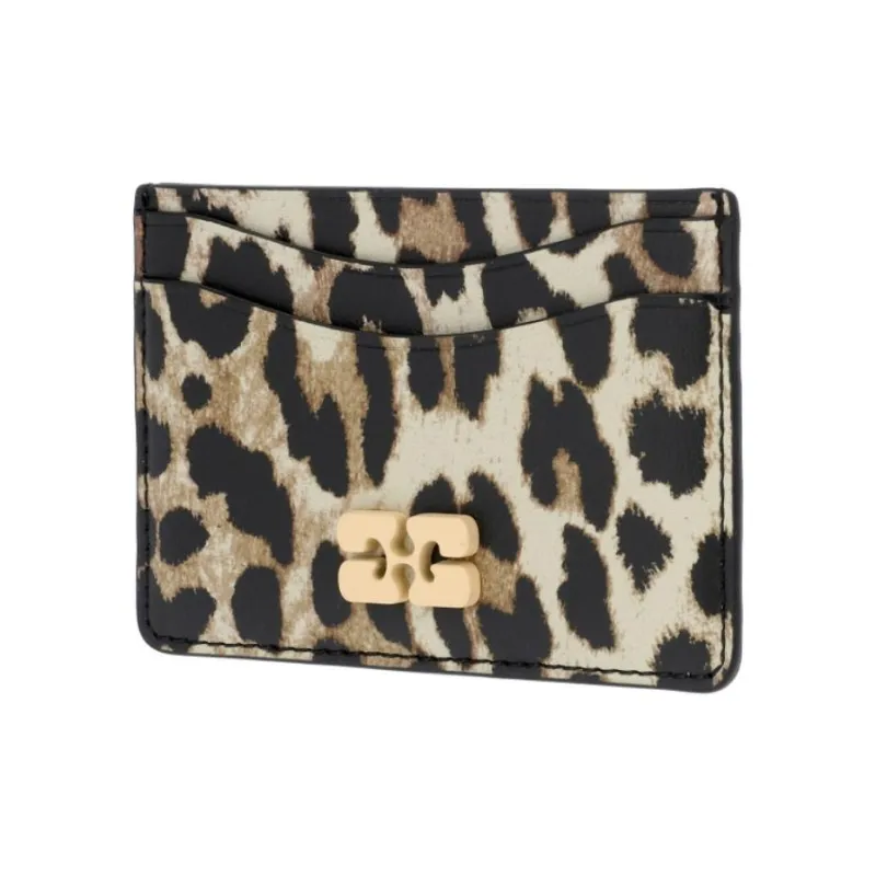 GANNI Artificial Leather Card Holder Women's Brown-1
