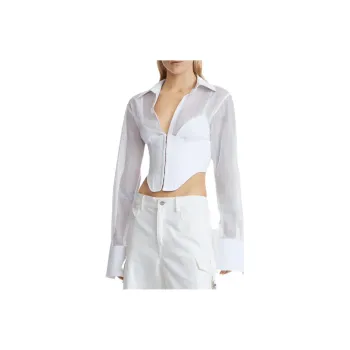 DION LEE Grid Sheer Corset Shirt