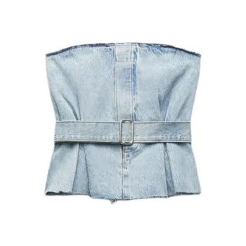 ZARA Strapless Top Women's Blue