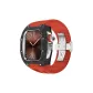 Black Carbon Fiber+Silver Metal Parts+Red Strap