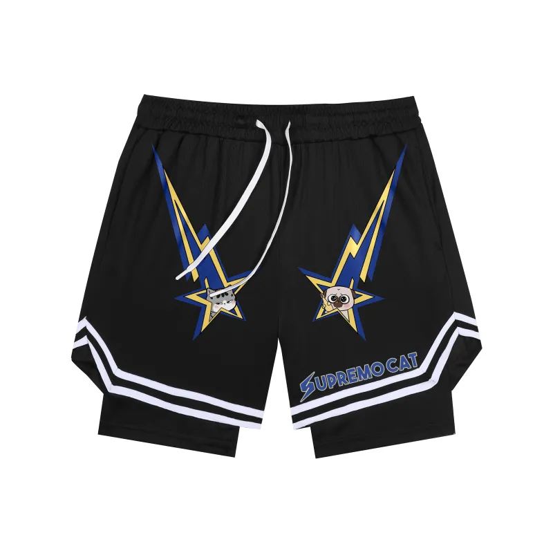 Supremo Cat Basketball Shorts Unisex-0