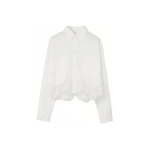 Burberry SS23 Women's Cropped Macramé Lace Shirt White