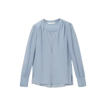 OVV Shirts Women's Denim Blue Solid Color 02