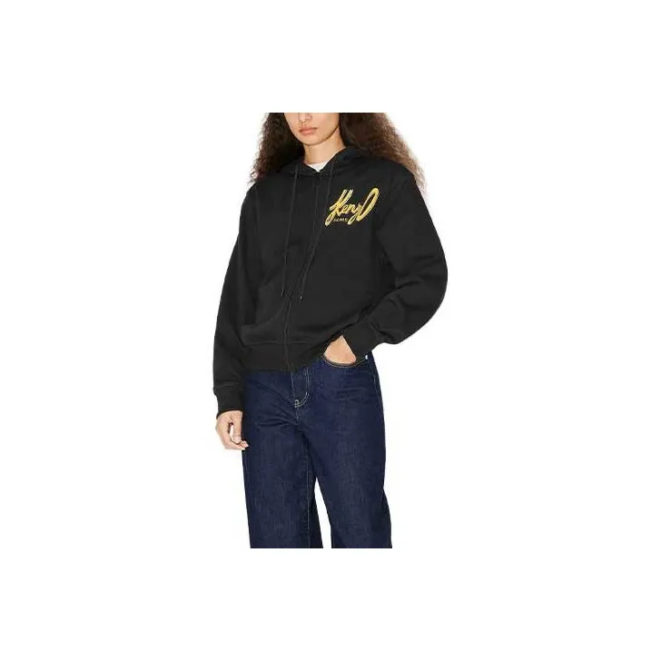 KENZO Archivo Logo Zip-Up Drawstring Hoodie-0