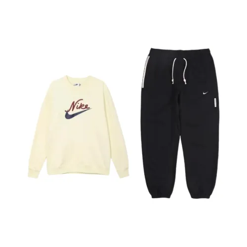 Nike Sweatshirt Set Unisex Beige Yellow