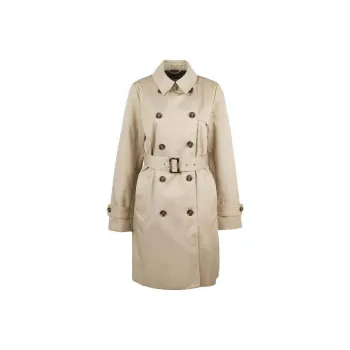 BARBOUR Double Breasted Belted Trench Coat
