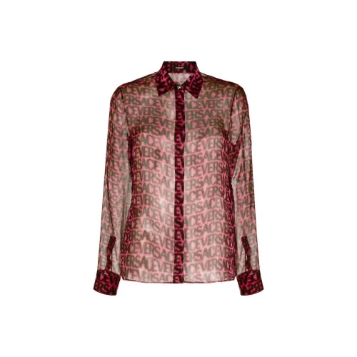 VERSACE Logo print Semi sheer Silk Shirt